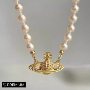 2 options Saturn pearl necklace