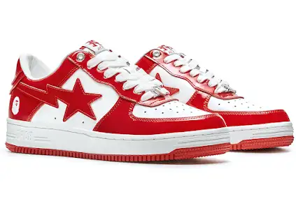 A Bathing Ape Bape Sta Patent Leather White Red