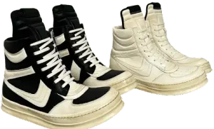 Rick Owens Sun Faded Geobasket High Top Sneakers