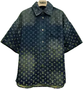 Louis Vuitton Rainbow Monogram Short-Sleeved Denim Shirt