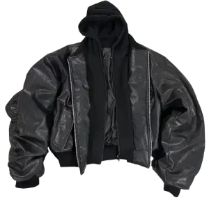 PopProject Hoodie Bomber Jacket Black