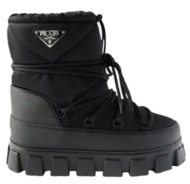 Prada Monolith Padded Nylon Black Snow Boots