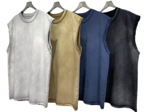 Unbranded Blank Washed Sleeveless Tees