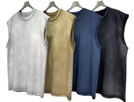 Unbranded Blank Washed Sleeveless Tees