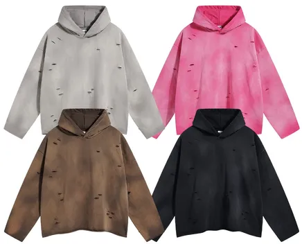 Unbranded Washed Blank Distressed Hoodies