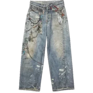 Acne Studios Keychain Print Wide Leg Jeans