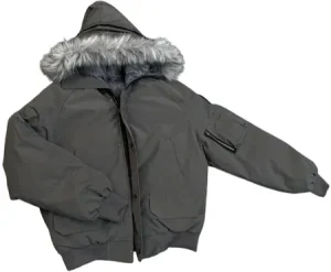 Flee GFN Hooded Faux Fur Parka Jacket Grey