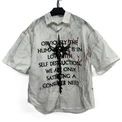 Hell System Distressed Short Sleeve Shirt