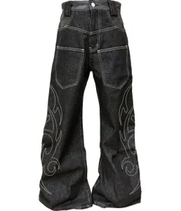 DETW Raw Denim Tribal Pattern Baggy Jeans