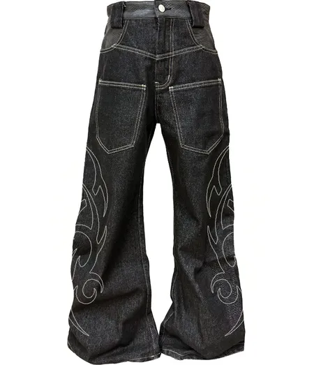 DETW Raw Denim Tribal Pattern Baggy Jeans