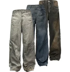 JCAESAR Scratched Baggy Jeans (3 Variants)