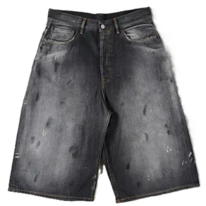 Acne Studios Black Paint Splatter Denim Shorts