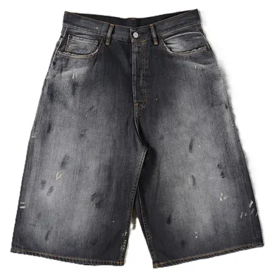 Acne Studios Black Paint Splatter Denim Shorts