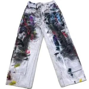 Acne Studios White Multi Color Splat Jeans