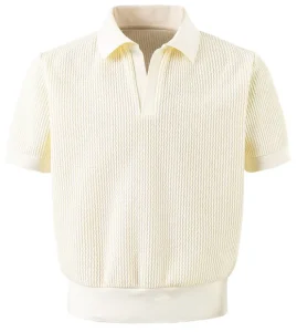 DP Paradis Waffle Pattern Polo Cream