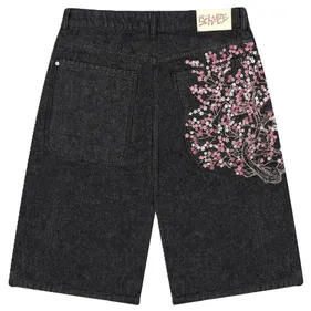 Derschutze Cherry Blossom Denim Shorts