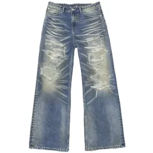 WANNA LAB Light Blue Whisker Jeans
