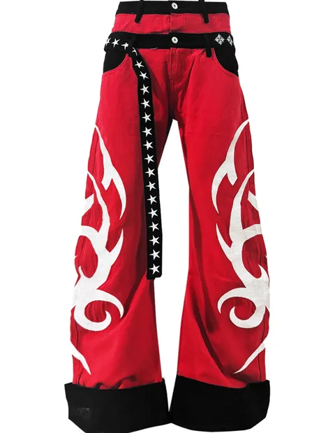 DETW Red Baggy Tribal Pants
