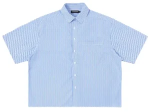 Union Kingdom Boxy Fit Button Up Shirt Light Blue