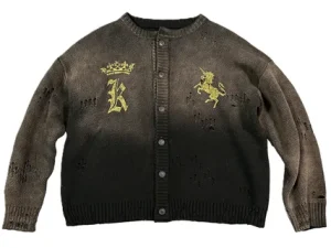 KLICK CLAK Distressed Washed Knit Cardigan