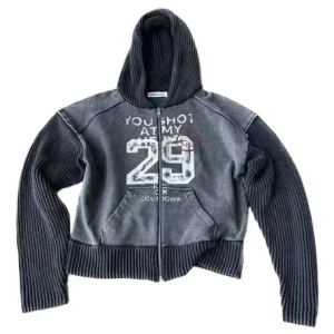 KLICK CLAK Washed Bullseye Zip-Up Hoodie