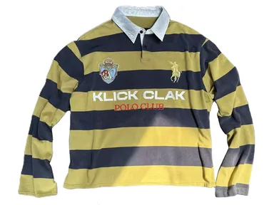 KLICK CLAK Yellow Striped Long Sleeve Polo