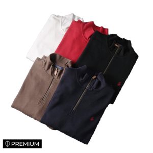 15 options Classic knitted half-zip pullover sweatshirt