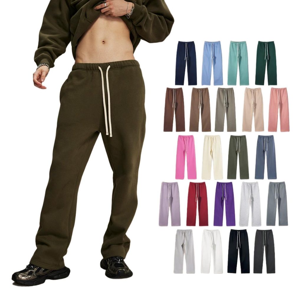20 options Thick 350g straight-leg men's pants with fleece lining