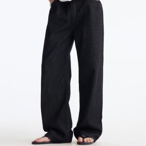 2021M fit classic dark blue raw denim straight leg jeans