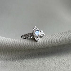 Full Diamond 925 Silver Open Saturn Solitaire Diamond Ring