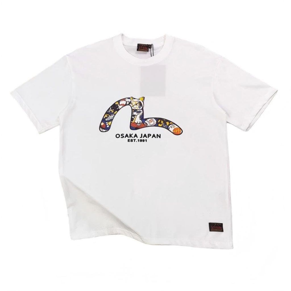 2026 New Evisu Lucky Cat and Seagull T-shirt