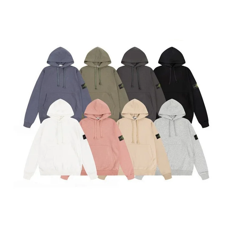 Stone Hooded Fleece-Lined Sweatshirt Jacket - Pullover