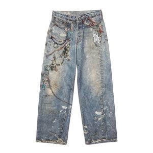 AC Printed Baggy Straight-Leg Jeans