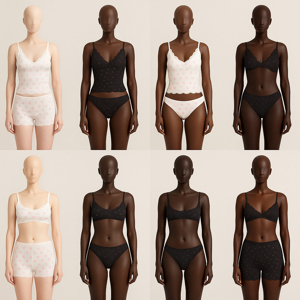 Triangle Cami, Boy Short, Dipped Thong, Scoop Bralette