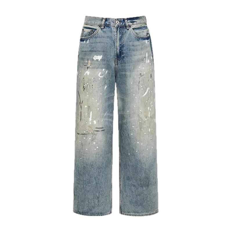 Baggy-Fit Splatter-Paint Wide-Leg Jeans