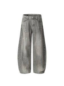 DC+FX066 Ink-Splatter Curved-Cut Denim Jeans