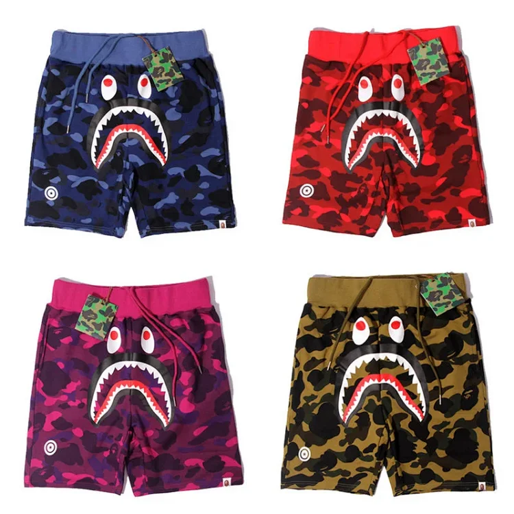 Streetwear Camo Letter Shark Casual Shorts