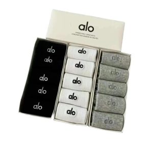 alo Black, White, and Grey Cotton Socks Gift Box Set