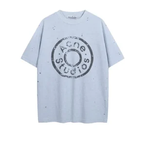 High Quality AC Distressed Letter Short Sleeve T-Shirt