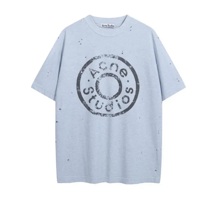 High Quality AC Distressed Letter Short Sleeve T-Shirt