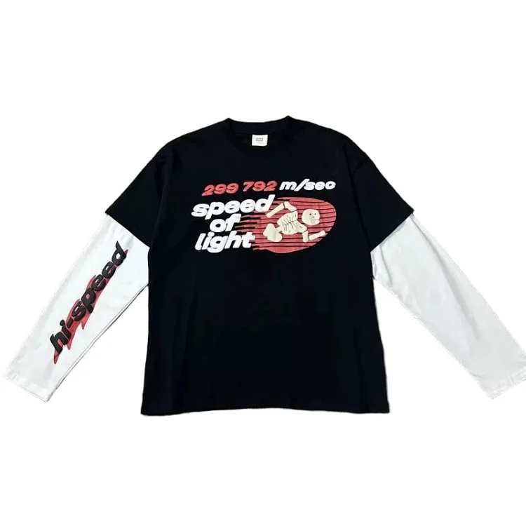 BROKEN PLANET Patchwork Mock Layer T-Shirt