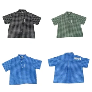 Mertra Letter Embroidered Plaid Shirt