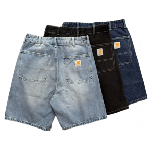 New Carhartt Summer Washed Black Denim Workwear Shorts