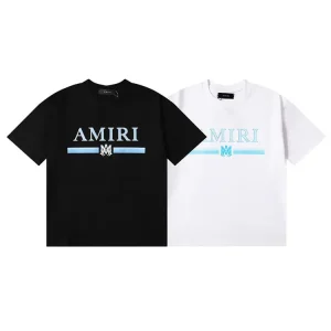 AMIRI Crystal Blue Metallic Letter Print T-Shirt