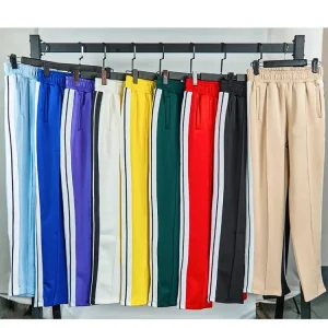 Palm Angels Black White Striped Casual Pants