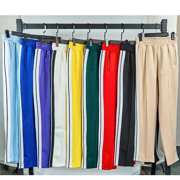Palm Angels Black White Striped Casual Pants