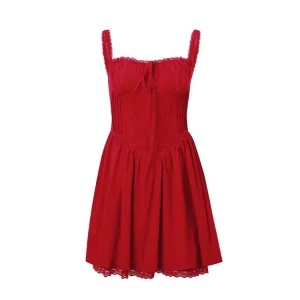 French Ballet Style Tie Waist Camisole Dress