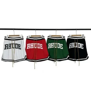 RHUDE Letter Print Elastic Waist Mesh Casual 5-Inch Shorts