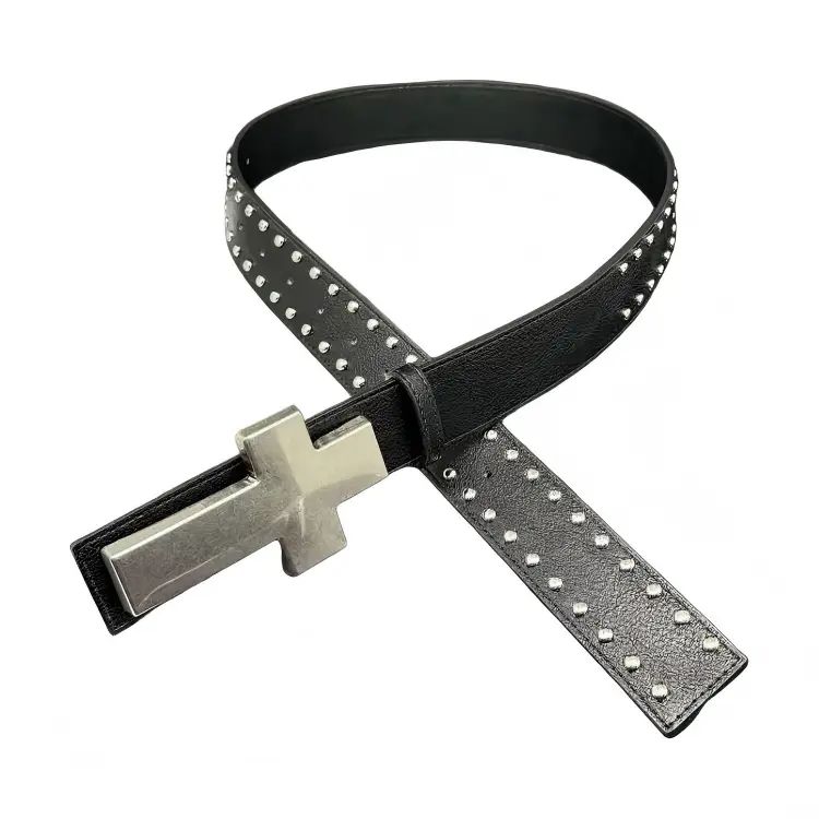 Crackle Rivet Cross Belt