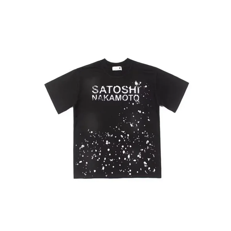 2026 Streetwear SATOSHI New Print Distressed T-Shirt